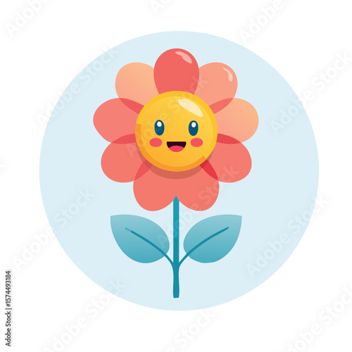 Cute Cartoon Flower Character Isolated on a Transparent Background