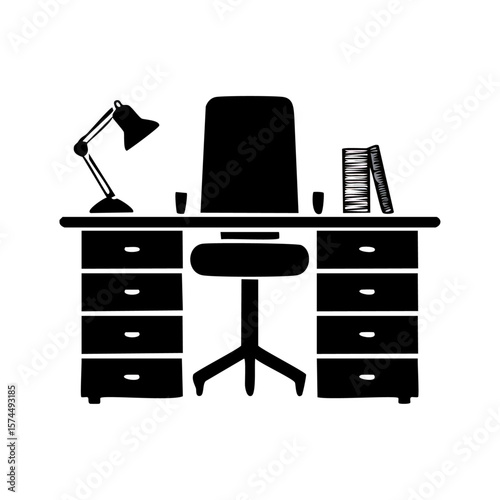 vector illustration of office desk
