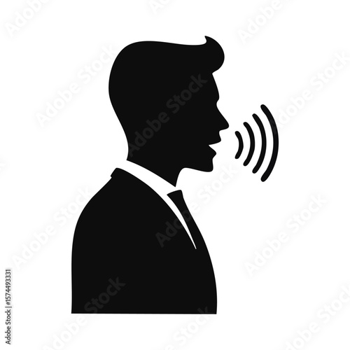 Speaking man silhouette vector illustration
