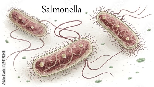 Salmonella bacteria infection disease pathogen microbiology medical illustration art