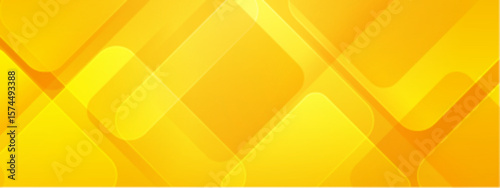 Abstract yellow background with overlapping rounded shapes. Suitable for design projects, presentations, and digital art creations requiring a vibrant and modern aesthetic.