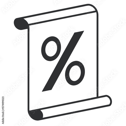 Percentage scroll silhouette isolated on white background