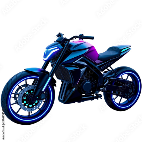 Futuristic motorbike with neon lights