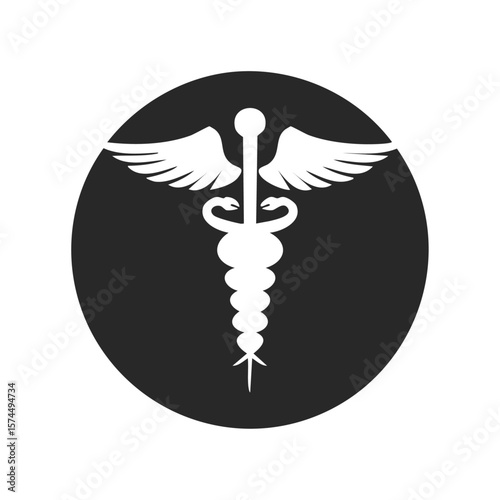 Medical Snake Caduceus logo design.
