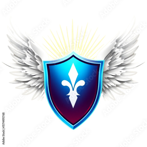 Shield with wings and light rays