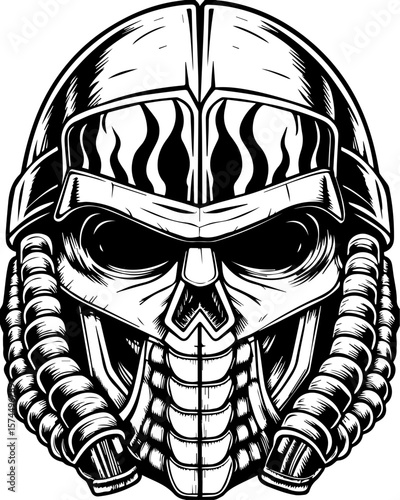 SVG of flaming skull characters in a bold dynamic style. Detailed Illustration of a Warrior Helmet with Unique Designs