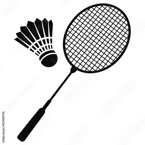 badminton racket and shuttlecock