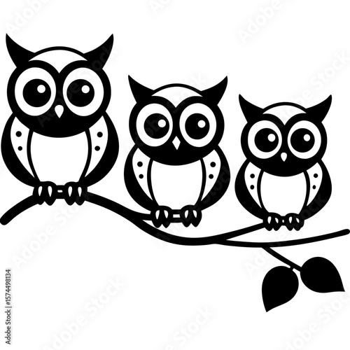  owls sitting on branch