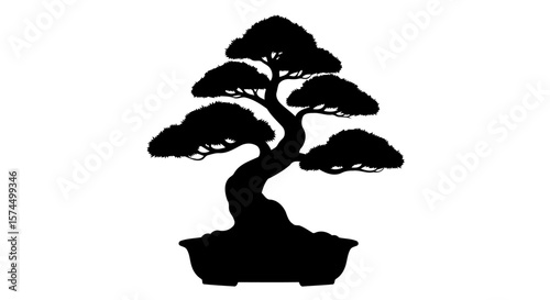 Bonsai Tree Silhouette: Zen Garden Minimalist Art
