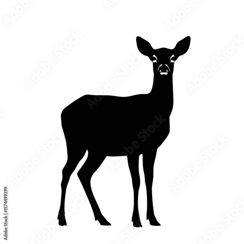Majestic Deer Silhouette: Elegant Black and White Wildlife Art