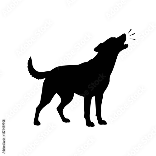 Majestic Canine Silhouette: A Howling Dog in Black and White