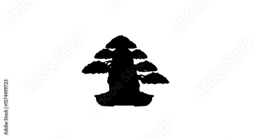 Bonsai Tree Silhouette: A Minimalist Zen Garden Artwork