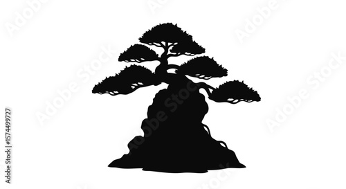 Bonsai Tree Silhouette: Minimalist Zen Art Print