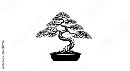 Black and White Bonsai Tree: A Zen Garden in Minimalist Art