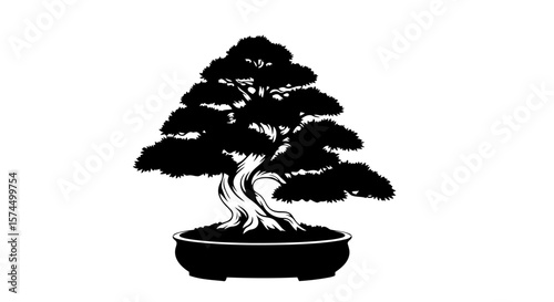 Bonsai Tree: A Black and White Zen Garden Masterpiece