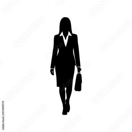 Silhouette of a Confident Businesswoman Walking with Purpose