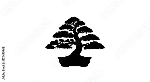 Bonsai Tree Silhouette: Zen Garden Minimalist Art Print