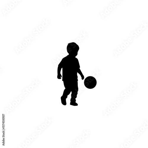 Silhouette of a Child Playing with a Ball: Fun, Playful, and Joyful Childhood Moments