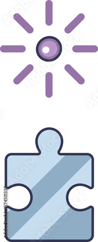 Icon of an enzyme catalyst (shining symbol) and a substrate (puzzle piece). Represents biocatalysis, molecular specificity, and the lock-and-key model of enzyme action.