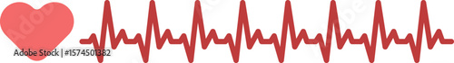 A red heart icon next to a rapid ECG line, illustrating fast heartbeat modulation. This graphic symbolizes tachycardia, arrhythmia, and cardiac rhythm monitoring.