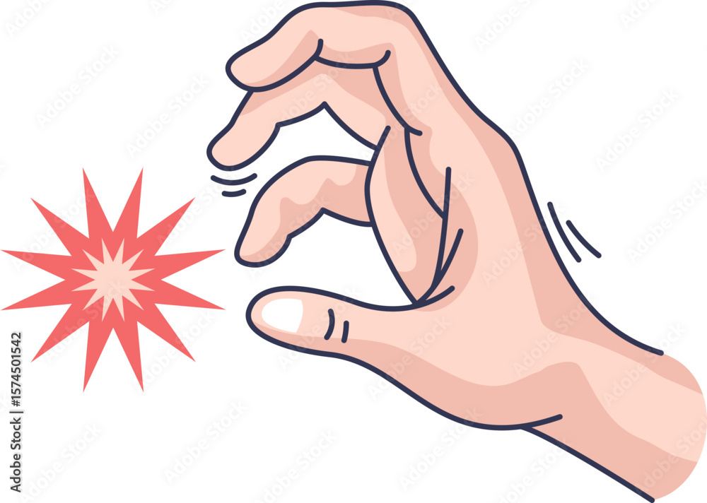 Ταπετσαρία A hand recoils from a pain symbol, illustrating the protective withdrawal reflex