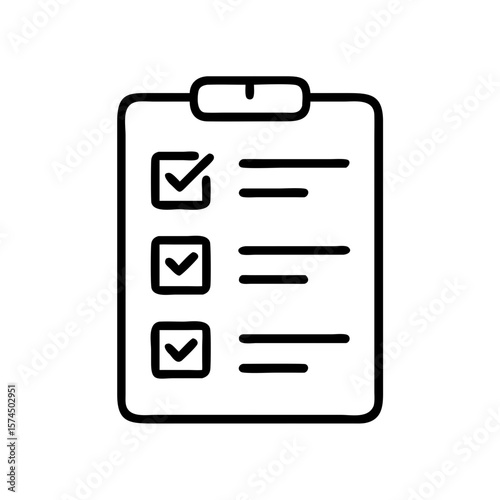Checklist Clipboard Icon – Task Management Line Art Vector