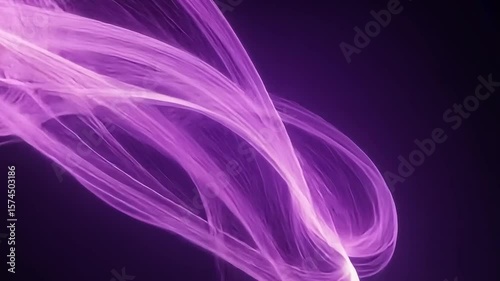 Ethereal purple light streaks flowing gracefully against a dark background, abstract visuals, and