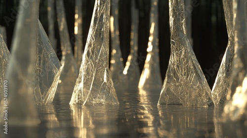 Tranquil Abstract Landscape of Glass Trees