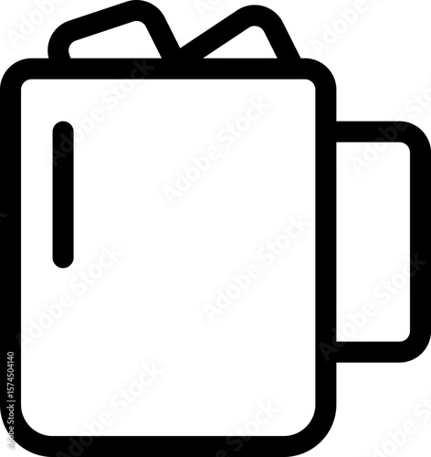 Outline of a refreshing beverage with ice in a mug, perfect for summer days or relaxing evenings