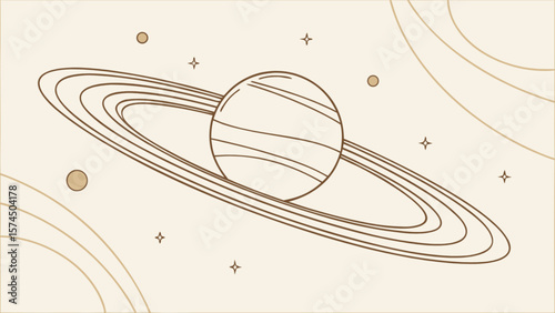 Saturn planet illustration with rings and stars astronomy design for space exploration and science projects