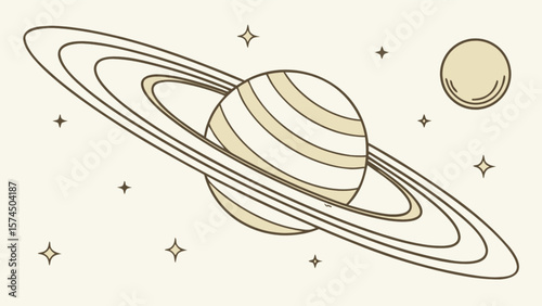 Saturn planet with rings vector illustration space exploration astronomy science education graphic design 100