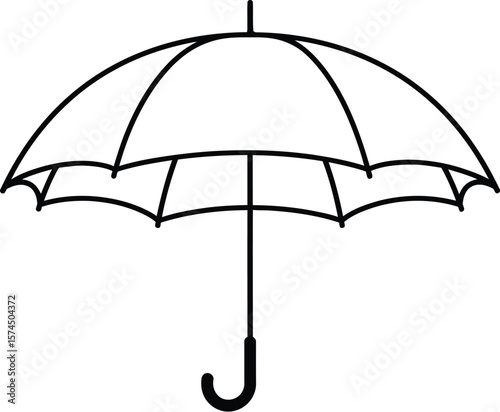 An umbrella icon rendered in a simple black outline style, with a clean, minimal design that evokes feelings of protection and shelter from the rain.