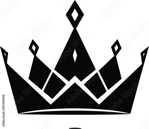Exquisite black crown illustration on a pristine white background, symbolizing royalty, leadership, and elegant design, perfectly suited for logos and various creative projects.