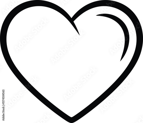 Minimalist heart line drawing conveys simple love and affection, suitable for graphic design projects with a clean, modern, and elegant aesthetic style.