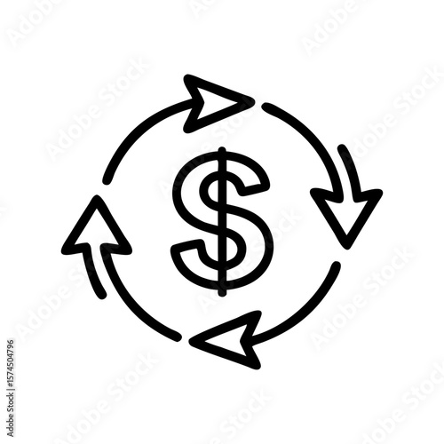 Cash Flow Cycle Icon – Money Circulation and Financial Movement Concept