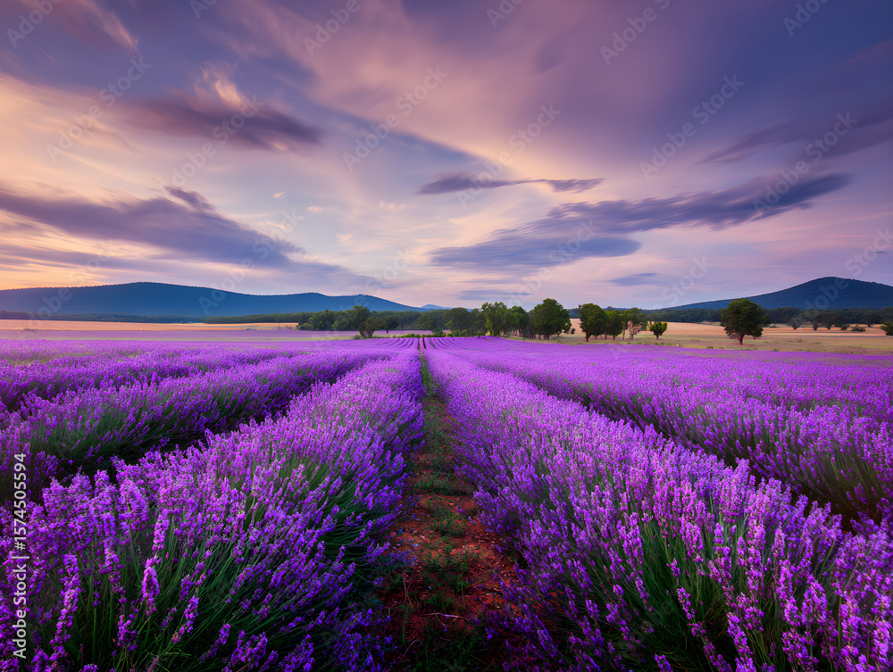 Obraz premium Lavender Field at Sunset