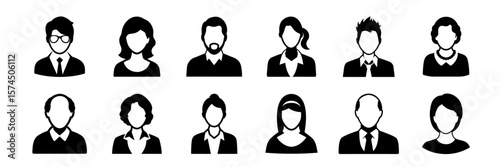 Business People Silhouette Icons Set – Vector Profile Avatars