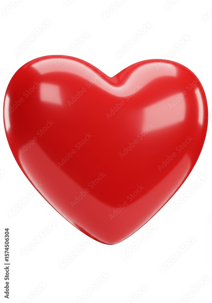 Fototapeta premium Red Heart Symbol of Love and Affection - A glossy red heart symbolizes love, romance, passion, affection, and Valentine's Day. Perfect for romantic designs