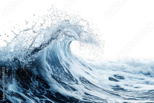 Fototapeta Naklejka Na Ścianę i Meble -  Dynamic ocean wave clipart png, sea water splash, powerful breaking wave stock image, aquatic element, oceanography resource, isolated on transparent background
