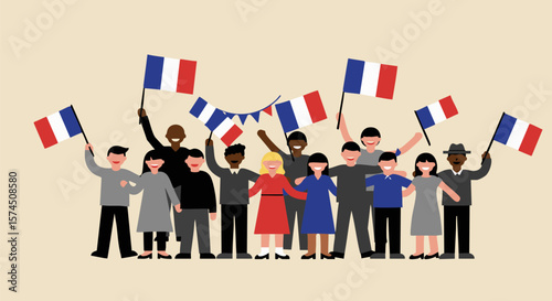 Crowd Celebrating French National Day