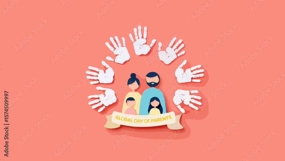 Obraz premium Vector art of celebrate global day of parents with love and family support
