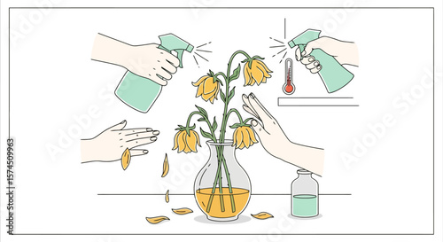 Reviving Flowers: Care and Preservation Illustration