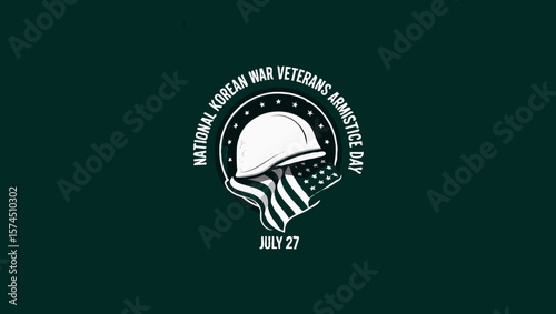 Vector art of national korean war veterans armistice day with helmet and flag