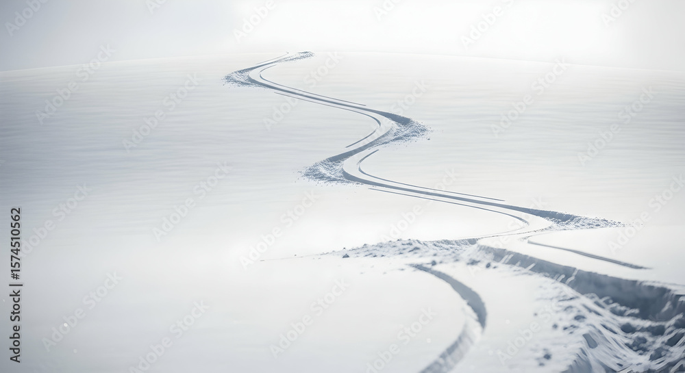 Obraz premium Snowy trails winding through landscape