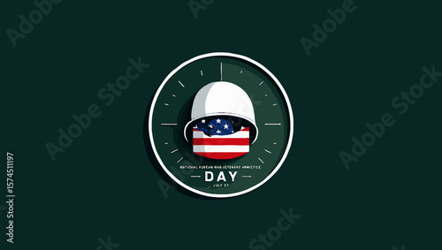 Vector art of a patriotic tribute for national something day with helmet and flag