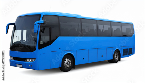 Modern Blue Tour Bus Isolated on Clean White Background for Travel Company Promotion Long Distance Coach Service or Transportation Advertisement