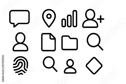 Modern black interface icons set on gradient background