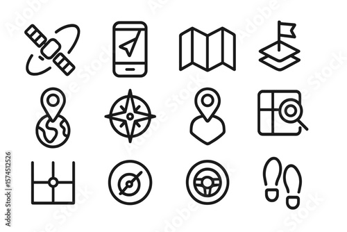 Minimalist linear icons for navigation and location technology