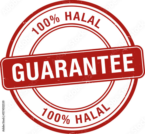 100% Halal Guarantee Stamp High-Resolution Red Rubber Stamp Graphic for Food and Beverage Businesses