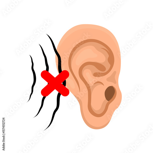 vector illustration of ears unable to hear sound